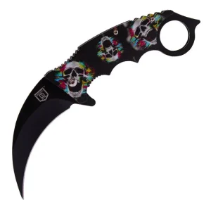 8" Deadly Prism Holo Skull Folding Grip Knife