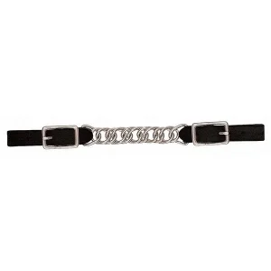 Black Leather 4-1/2" Single Flat Link Chain Curb Strap