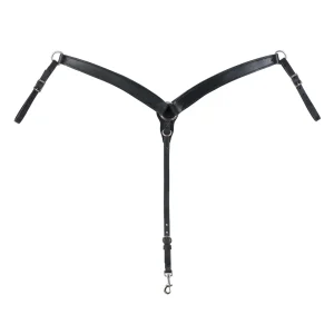 Black Leather Contoured Ring-in-Center Breast Collar