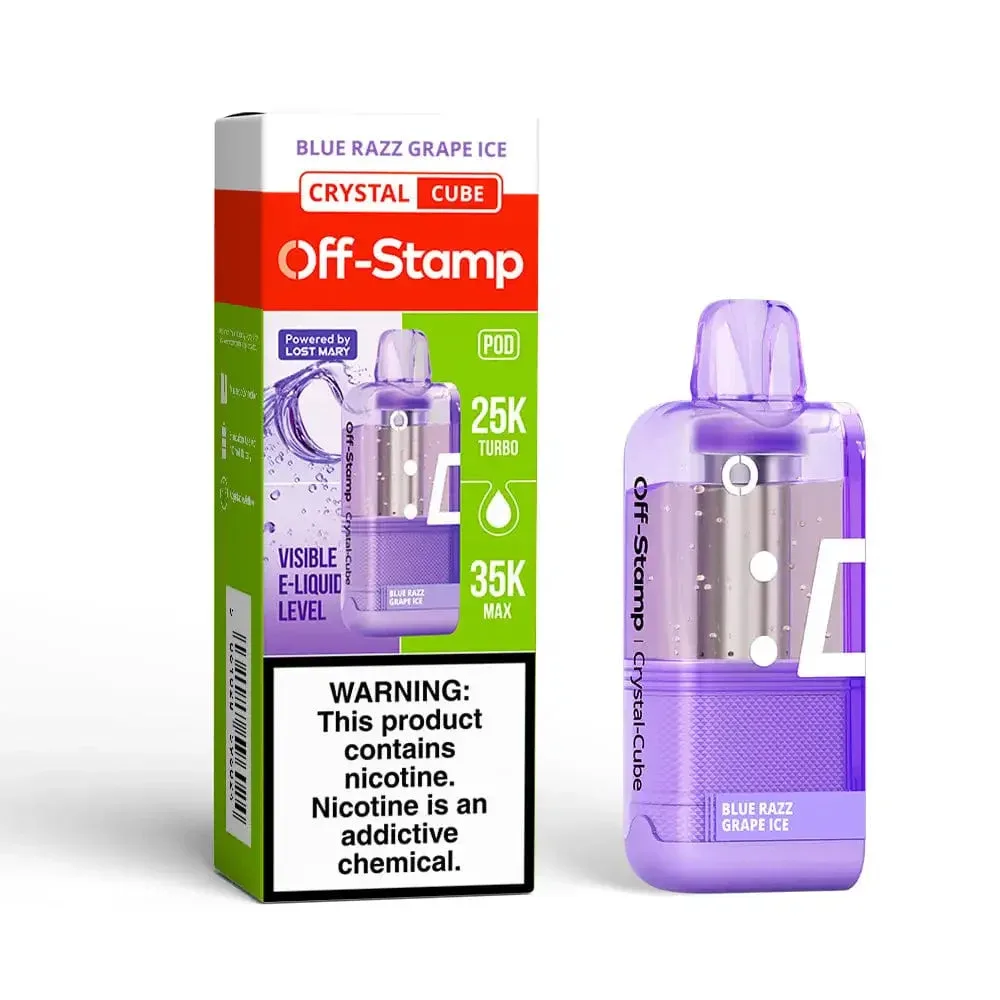 Blue Razz Grape Ice - Off-Stamp Crystal Cube 35K Disposable Pod