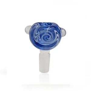 HONEYBEE HERB GLASS FLOWER BOWL (FB-10) BLUE- 14MM MALE