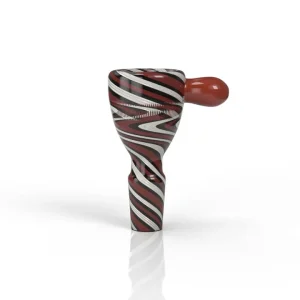 HONEYBEE HERB GLASS FLOWER BOWL (FB-7) RED/ WHITE- 14MM MALE