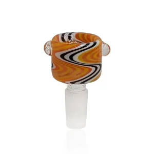 HONEYBEE HERB GLASS FLOWER BOWL (FB-9) ORANGE- 14MM MALE