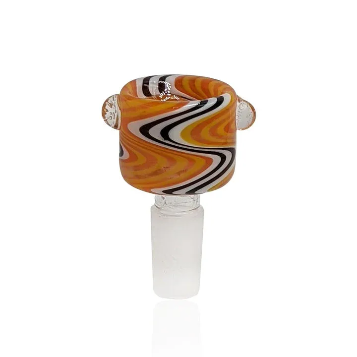 HONEYBEE HERB GLASS FLOWER BOWL (FB-9) ORANGE- 14MM MALE