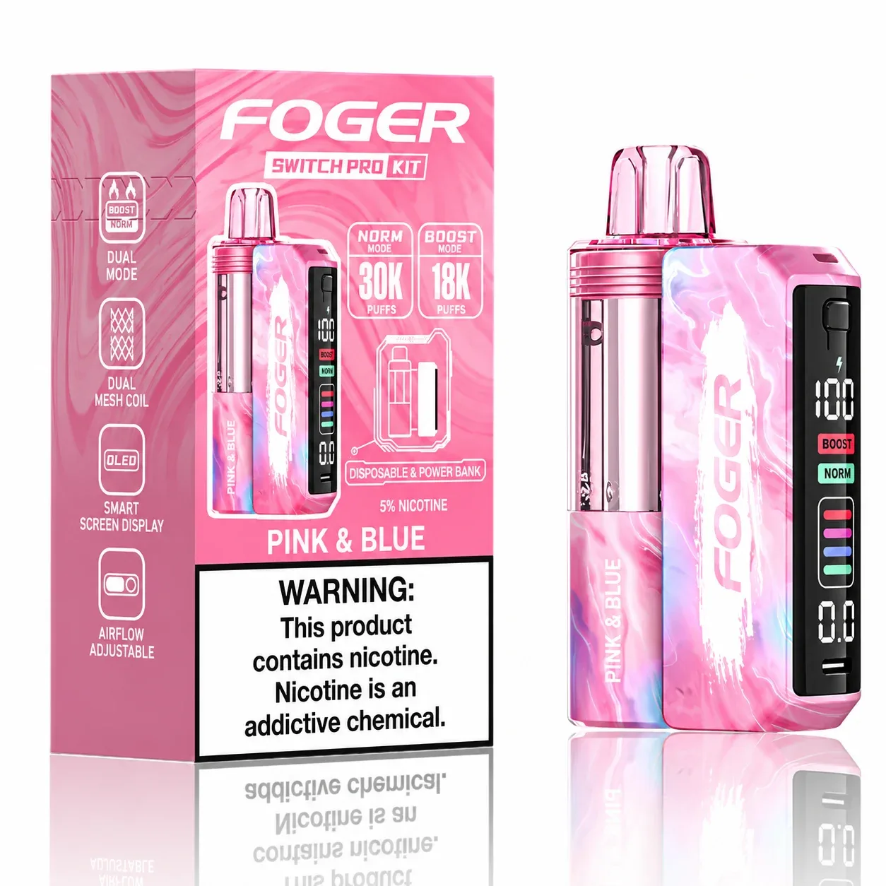 Pink & Blue - Foger Switch Pro 30K Disposable Kit