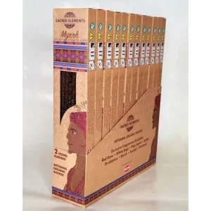 Sacred Elements Organic - Myrrh Premium Masala Hand‑Rolled Incense Sticks (15g, 2 hr burn, 8–10 sticks)