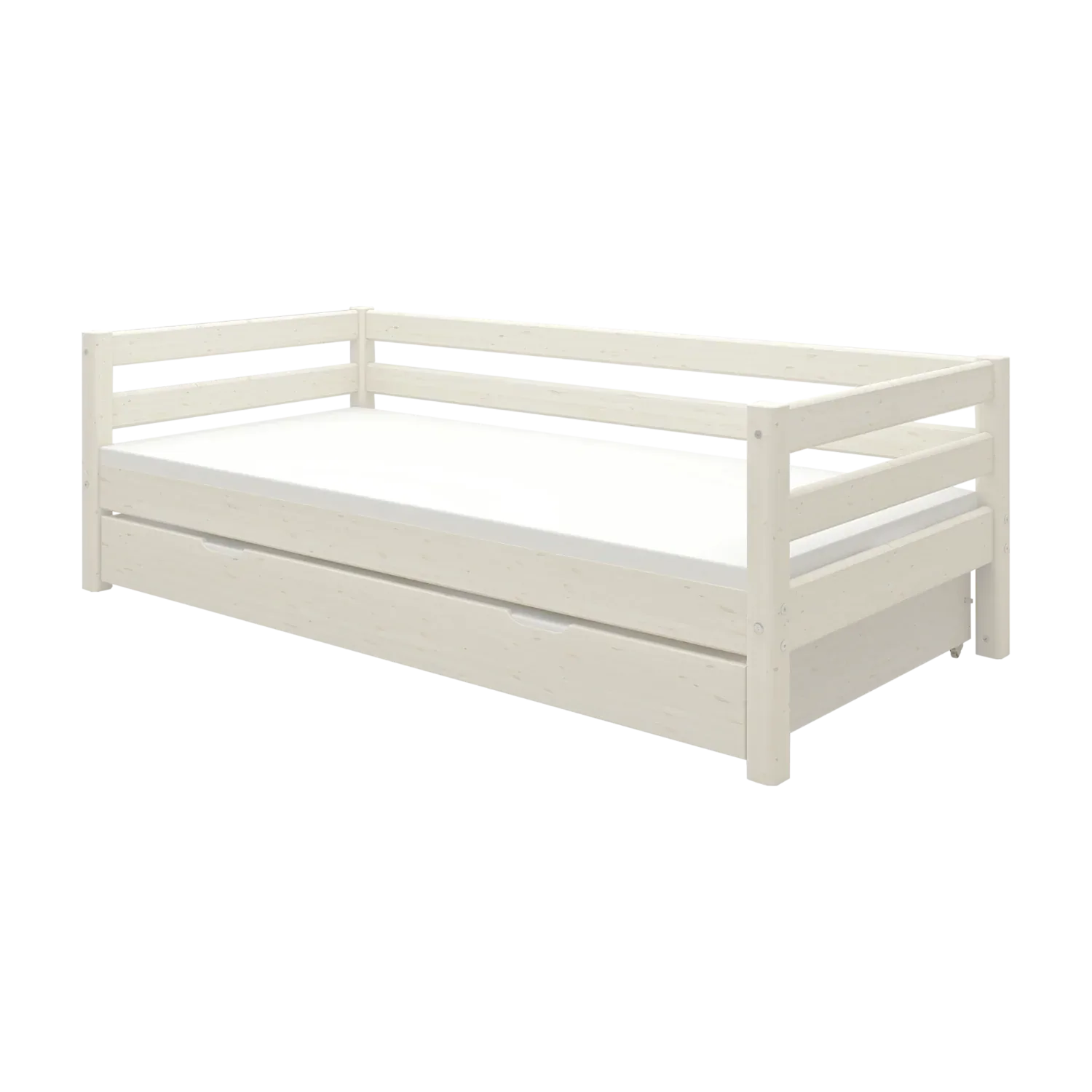 Single Bed 90x200 cm with Pull-out Bed 90x190 cm, CLASSIC White Washed