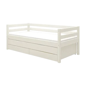 Single Bed 90x200 cm with Pull-out Bed 90x190 cm, CLASSIC White Washed, Daybed
