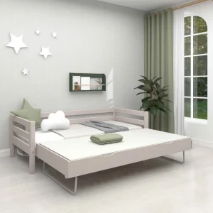 Single Bed 90x200 cm with Pull-out Bed 90x190 cm, Grey