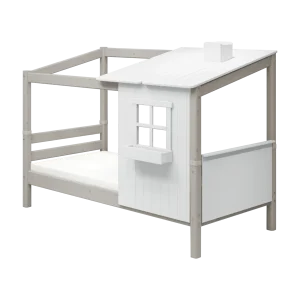 Single Bed with 1/2 House, 90x200 cm, White/Grey