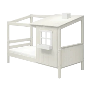Single Bed with 1/2 House, Ladder, 90x200 cm, White