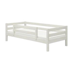 Single Bed with Centred Safety Rail, 90x200 cm, CLASSIC White Washed
