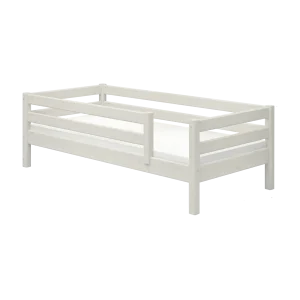 Single Bed with Safety Rail, 90x200 cm, CLASSIC White Washed