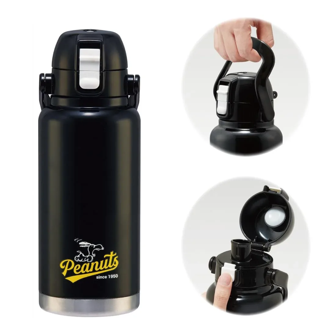 Skater 1000Ml Stainless Steel Water Bottle with Handle Snoopy Design