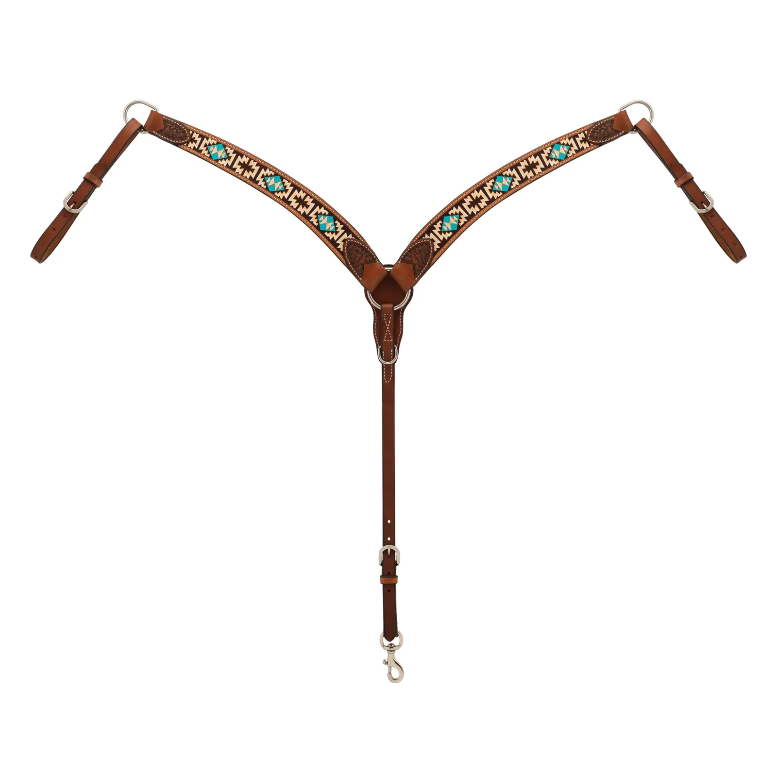 Turquoise Cross Aztec Contoured Breast Collar