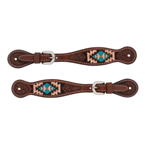 Turquoise Cross Aztec Spur Straps, Ladies'