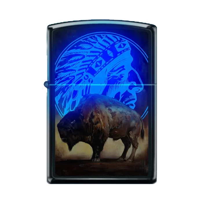 Zippo Lighter - Black Light Bison - Image 2