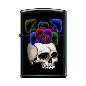 Zippo Lighter - Black Light Skullshrooms